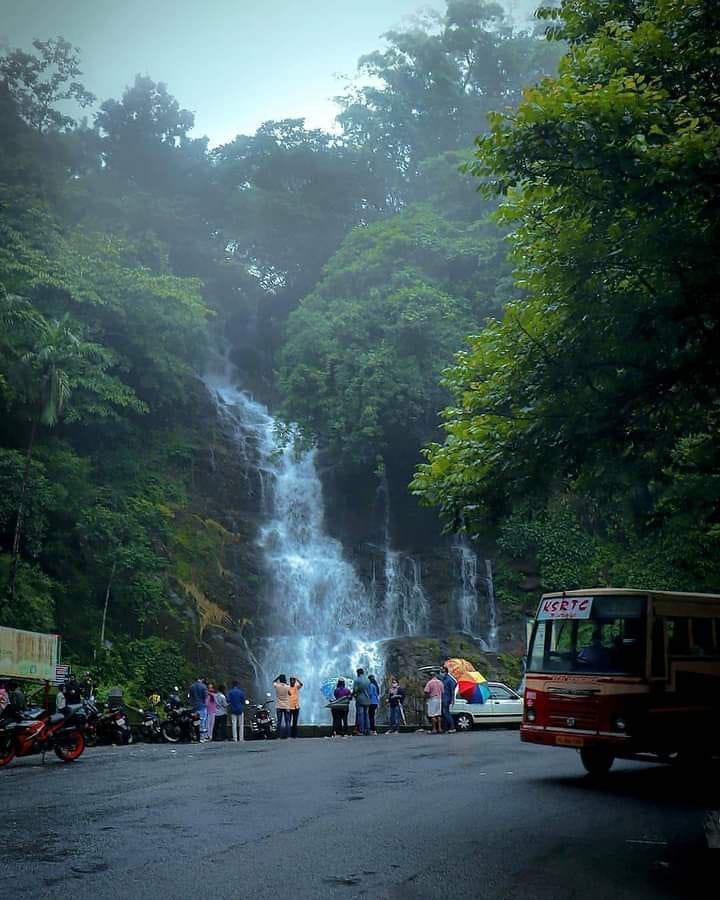 beautiful waterfall view at kerala locals